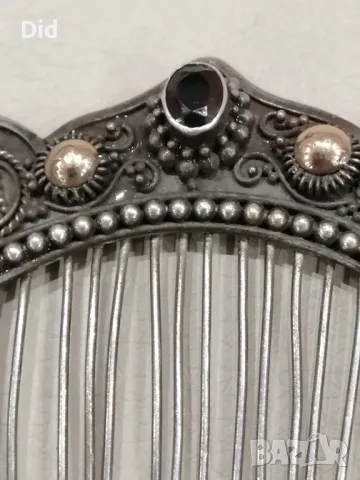 Стара сребърна фиба с гранат и злато. , снимка 5 - Антикварни и старинни предмети - 47983185