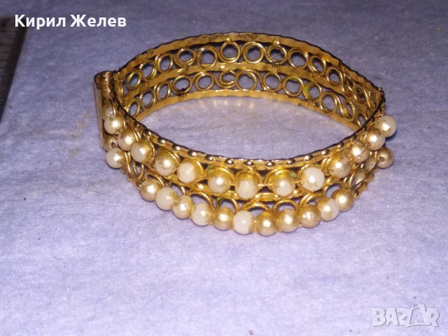 СТАРА ПОЗЛАТЕНА ФИЛИГРАННО АЖУРНО РЪЧНО ИЗРАБОТЕНА ПЕРЛЕН ТИП СТОМАНЕНА РЕТРО ГРИВНА 26616