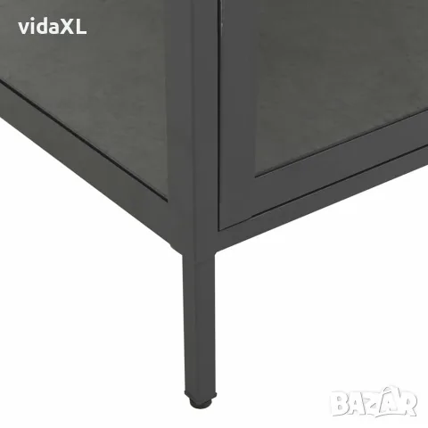 vidaXL Витрина, антрацит, 90x40x180 см, стомана и закалено стъкло, снимка 8 - Секции и витрини - 56147086
