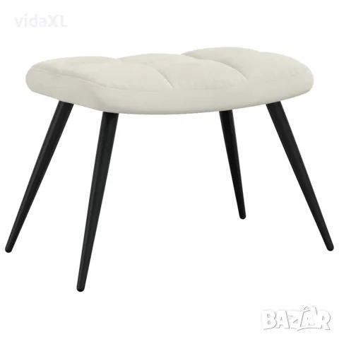 vidaXL Стол за релакс с табуретка, кремавобял, кадифе, снимка 8 - Столове - 56146917