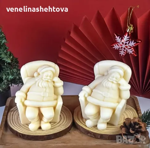 3D Дядо Коледа спящ на стол Силиконов молд форма за свещи гипс сапун , снимка 2 - Форми - 48394717