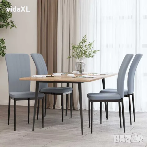 vidaXL Трапезни столове, 4 бр, светлосиви, кадифе, снимка 2 - Столове - 56146840