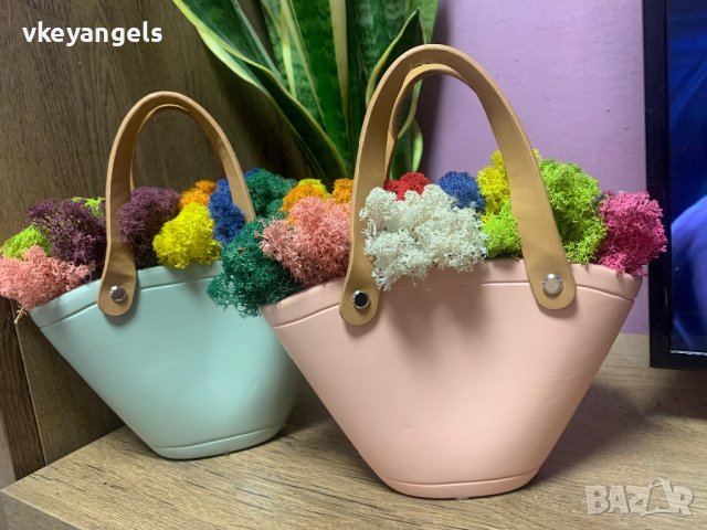 Кашпа чанта с естествен скандинавски мъх, снимка 1