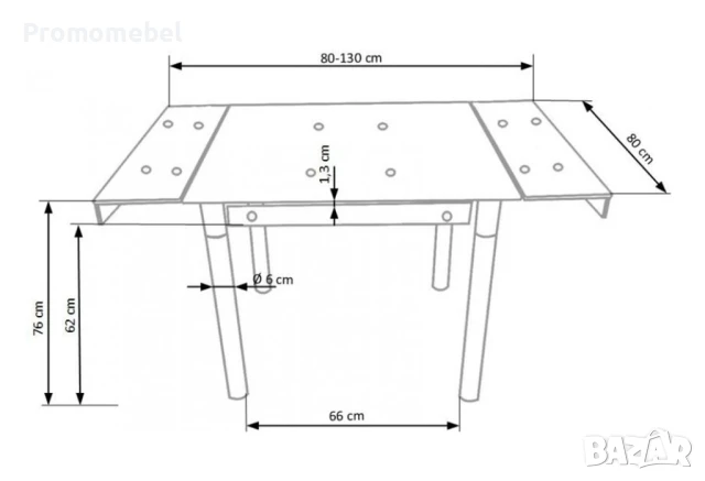 Трапезна маса  KENT - разтегателна до 130 см, снимка 3 - Маси - 51103841