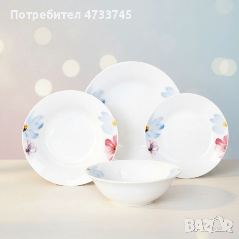 Комплект чинии 24 части с нежни цветя, снимка 3 - Сервизи - 53438392