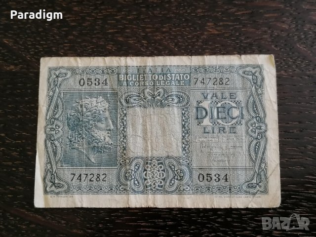 Банкнота - Италия - 10 лири | 1944г.