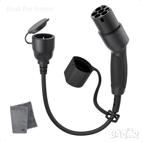 Адаптер тип 2 към Schuko щепсел за зарядно за електрически автомобили, велосипеди, скутери и др.