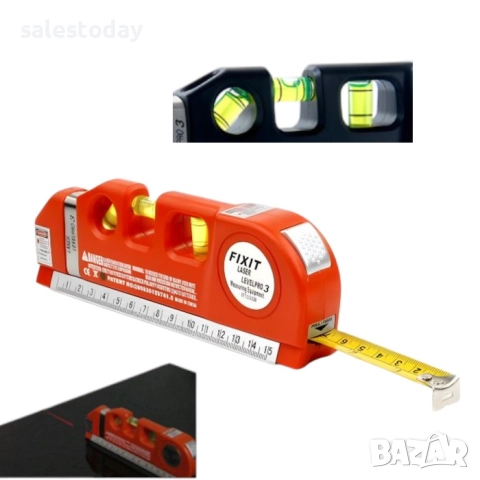 Лазерен нивелир с ролетка и либели