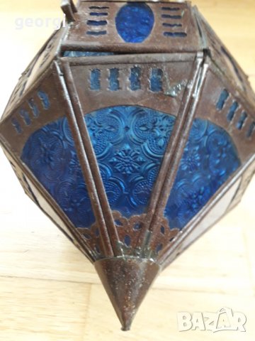 Ретро метален витражен електрически фенер   17/2, снимка 3 - Антикварни и старинни предмети - 34435042