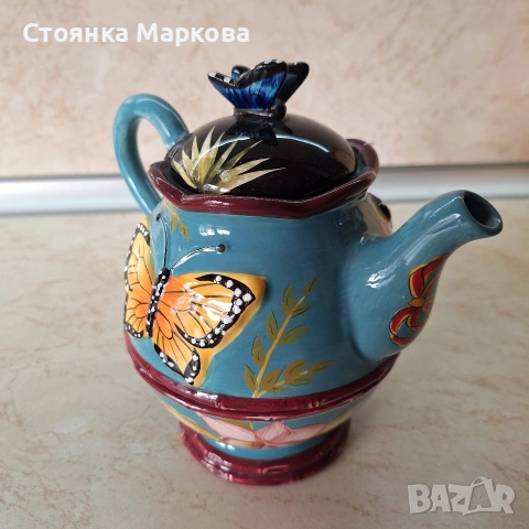 Красив керамичен комплект за чай, снимка 4 - Сервизи - 53245879