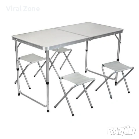 Комплект сгъваема алуминиева маса с 4 стола , снимка 8 - Къмпинг мебели - 53080643
