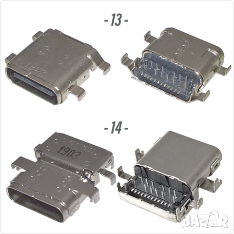 Букса конектор USB Type-C  14 / 24 pin , USB 3.1 , USB 3.2 SMT Connector, снимка 8 - Ремонт на друга електроника - 40051789
