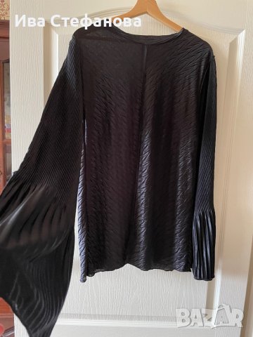 Черна парти коктейлна еластична туника елегантна блуза Zara, снимка 4 - Туники - 39955658