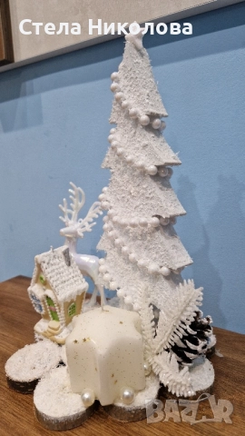 Ръчно изработени Коледни свещници и декорации със скандинавски мъх, снимка 6 - Декорация за дома - 52639912