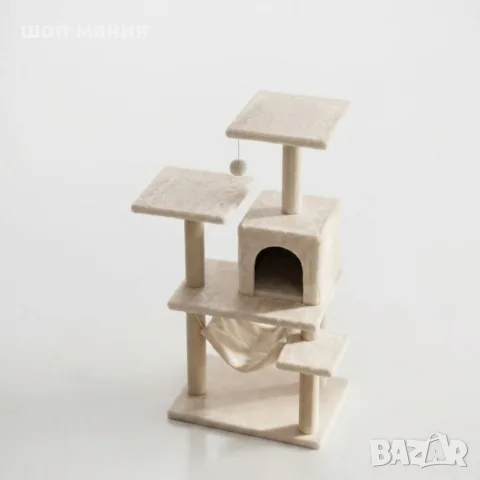Котешки център за игра и почивка с драскалка и къщичка, 125 см, снимка 2 - За котки - 55943912