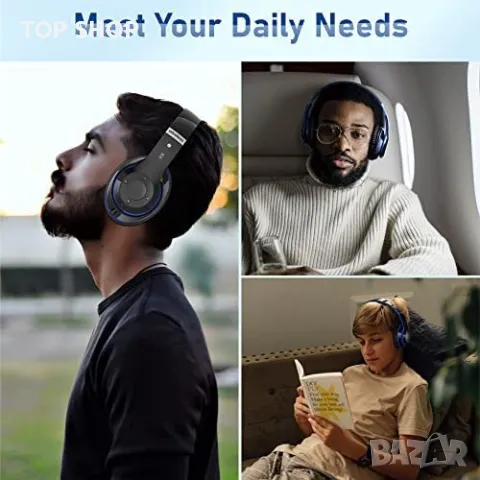 Нови сгъваеми безжични слушалки с микрофон меки наушници 40 часа работа, снимка 6 - Bluetooth слушалки - 49444647