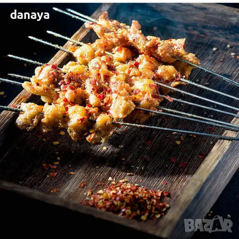 5665 Комплект метални шишове за скара с дървена дръжка, 12 броя, снимка 2 - Прибори за хранене, готвене и сервиране - 49040514