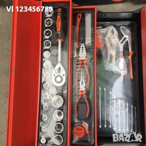 Сгъваем метален куфар с инструменти 85 части, снимка 2 - Куфари с инструменти - 53844300