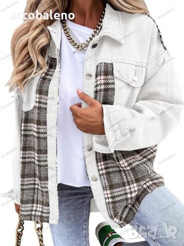 Дамско дънково яке-риза с дълъг ръкав с копчета, 6цвята , снимка 2 - Якета - 39240402