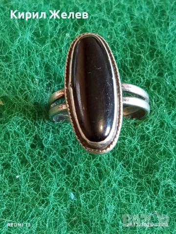 Сребърен пръстен Арт Деко стил с Черен Оникс ювелирна изработка 40551