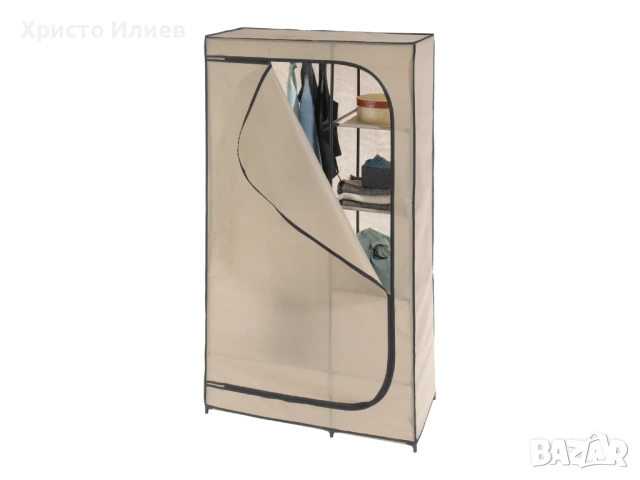 Текстилен гардероб с лост и рафтове НОВ 