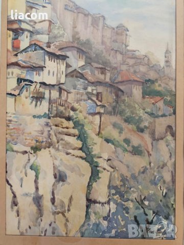 СТОЯН РАЧЕВ акварел В. Търново 1942 г., снимка 3 - Картини - 33796336
