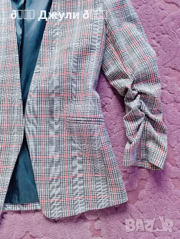 Дамски сет от панталон и блейзър в сиво каре 🤍🩶, снимка 9 - Комплекти - 49344451