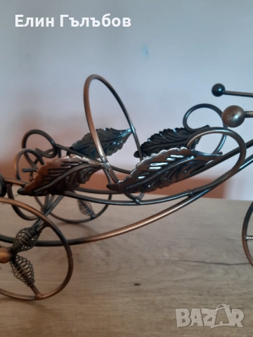 Стойка (поставка) за бутилка колело (триколка), ръчно изработена , снимка 12 - Декорация за дома - 52927930