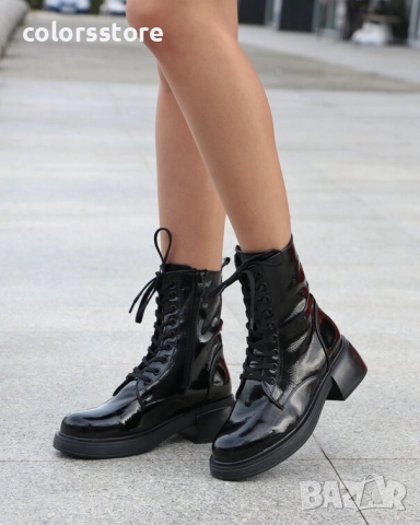 Равни боти - черен лак - BMG10, снимка 3 - Дамски боти - 36549397