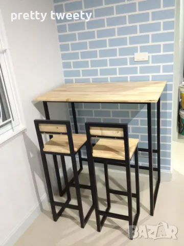 Комплект маса със столове от метал и дърво или метал с ПДЧ плотове в индустриален стил , снимка 7 - Маси - 49684977