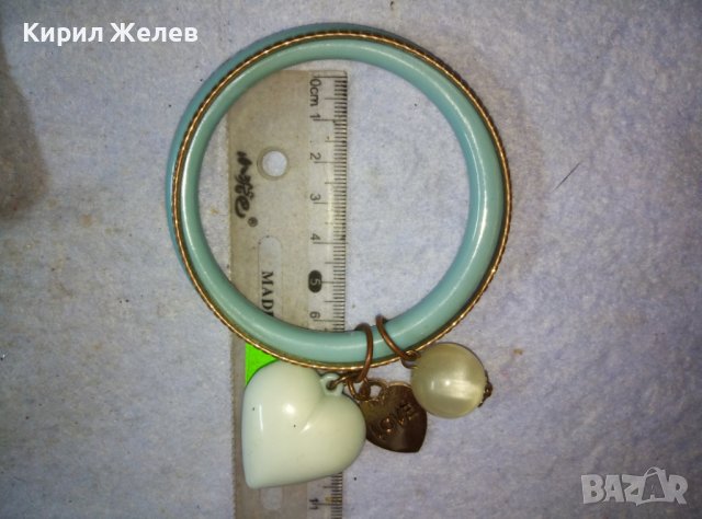 ЕФЕКТНА ДВОЙНА ВИНТИДЖ - АРТ ГРИВНА със СЪРЧИЦА и ПЕРЛИЧКА - БРОНЗ и СИНТЕТИКА 38859