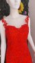 луксозна бална официална червена рокля с дантела русалка, снимка 8