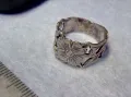 СТАРИНЕН РЪЧНО ФЛОРАЛНО ОРНАМЕНТИРАН СРЕБЪРЕН ПРЪСТЕН ВИСОКА ПРОБА СРЕБРО МАЙСТОРСКА РАБОТА 50066, снимка 10