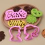 Barbie Барби Кен мъж жена форми пластмасови 3 бр. резци резец форма за фондан тесто сладки бисквитки, снимка 1 - Форми - 15787750