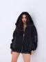 Стилно Черно Дамско Зимно Яке С Качулка , снимка 1