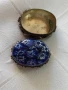 Малка антикварна кутийка красив кобалтов син цвят на капака-3/3 см , снимка 4