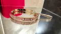CARTIER Love Paved Capsule Rose Gold 10 Pink Sapphires Diamonds Гривна с Отверка, снимка 2