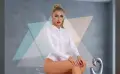 Дамско лъскаво боди от ликра с дълъг ръкав и цип (бяло и черно) , снимка 3
