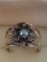 Стар дамски сребърен пръстен с аквамарин и малки бели сапфири, снимка 1 - Пръстени - 39350898