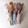 Зайче ръчна изработка, подарък за бебе, розово зайче, бебешка дрънкалка, плетена играчка, снимка 7