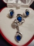 Прекрасен сребърен комплект със сапфир , снимка 2
