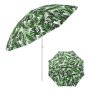 Плажен чадър 2м, зелени тропически листа, 2 халки, метална рамка