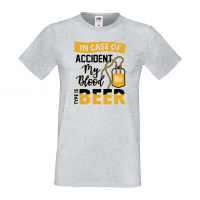 Мъжка тениска In Case Of Accident My Blood Type Is Beer,Бира,Бирфест,Beerfest,Подарък,Изненада,Рожде, снимка 5 - Тениски - 36378219