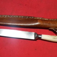 Стар нож SOLINGEN с дръжка от рог и кания от естествена кожа, снимка 1 - Колекции - 44834479
