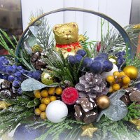 Коледна кошничка с мече, снимка 4 - Коледни подаръци - 38863225