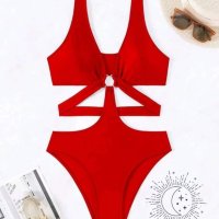 Дамски бански в червено, снимка 2 - Бански костюми - 44507140