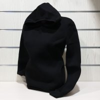 Нов дамски черен суичър с качулка и джобчета, снимка 2 - Суичъри - 34656373