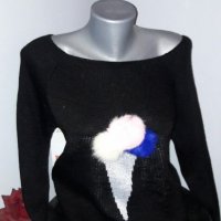 Нов черен пуловер, снимка 1 - Блузи с дълъг ръкав и пуловери - 38619392