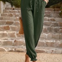Едноцветен дамски панталон с еластична талия, 5цвята - 023, снимка 7 - Панталони - 41579463