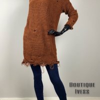Дамски дълъг накъсан пуловер / туника 4цвята , снимка 2 - Туники - 38669469